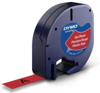 DYMO Schriftband LetraTag 91223 S0721630, 12 mm, schwarz auf rot, 1 St.