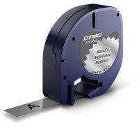 DYMO Schriftband LetraTag 91228 S0721730, 12 mm, schwarz auf silber, 1 St.