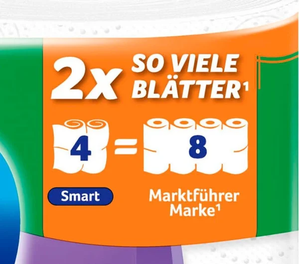 Zewa Toilettenpapier Smart 3-lagig, 4 Rollen