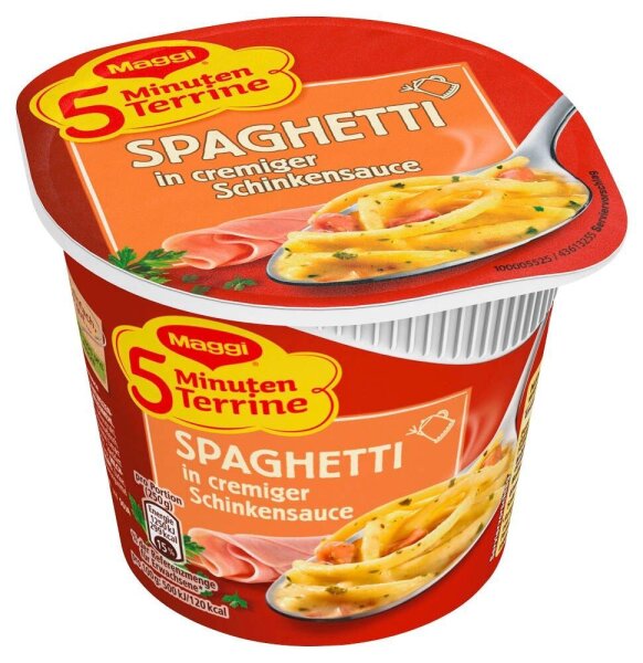 Maggi® 5 Minuten Terrine Spaghetti in Schinkensauce Fertiggericht, 8 St.