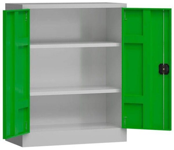 ClassiX Stahlschrank X-530315 lichtgrau, gelbgrün 2 Fachböden 80,0 x 38,0 x 100,0 cm, aufgebaut, 1 St.