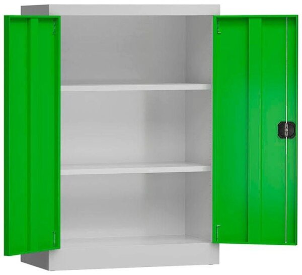 ClassiX Stahlschrank X-530325 lichtgrau, gelbgrün 2 Fachböden 92,0 x 42,0 x 120,0 cm, aufgebaut, 1 St.