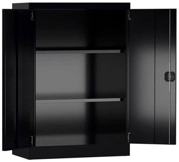 ClassiX Stahlschrank X-530329 tiefschwarz 2 Fachböden 92,0 x 42,0 x 120,0 cm, aufgebaut, 1 St.
