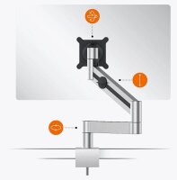 DURABLE Monitor-Halterung 508323 silber für 1 Monitor, Tischklemme