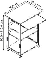 DURABLE PC-Tisch höhenverstellbar mit Rollen grau 75,0 x 53,4 x 95,0 - 115,0 cm