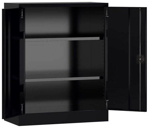 ClassiX Stahlschrank X-530319 tiefschwarz 2 Fachböden 80,0 x 38,0 x 100,0 cm, aufgebaut, 1 St.