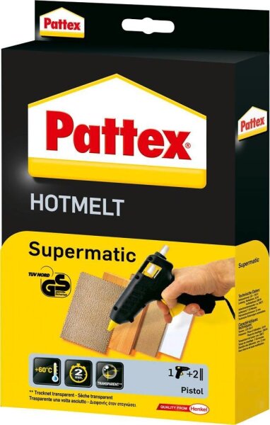 Pattex Supermatic Hot Melt Heißklebepistole schwarz, 1 Set