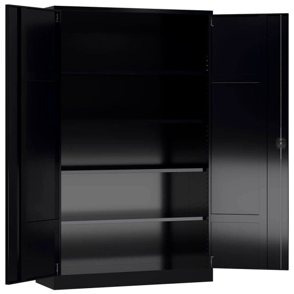 ClassiX Stahlschrank X-530379 tiefschwarz 4 Fachböden 120,0 x 42,0 x 194,5 cm, aufgebaut, 1 St.