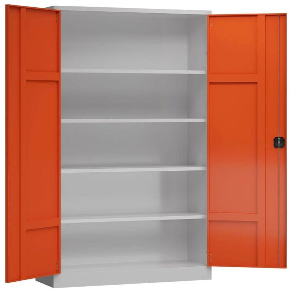 ClassiX Stahlschrank X-530374 feuerrot, lichtgrau 4 Fachböden 120,0 x 42,0 x 194,5 cm, aufgebaut, 1 St.