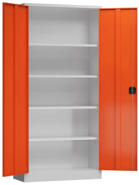 ClassiX Stahlschrank X-530354 feuerrot, lichtgrau 4 Fachböden 92,0 x 50,0 x 194,5 cm, aufgebaut, 1 St.