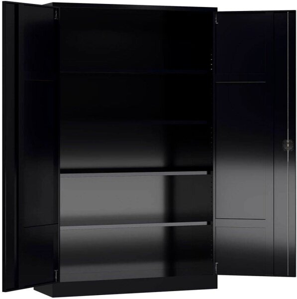 ClassiX Stahlschrank X-530389 tiefschwarz 4 Fachböden 120,0 x 60,0 x 194,5 cm, aufgebaut, 1 St.