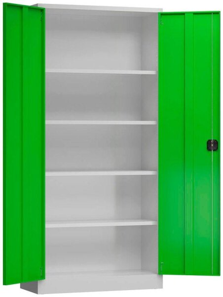 ClassiX Stahlschrank X-530355 lichtgrau, gelbgrün 4 Fachböden 92,0 x 50,0 x 194,5 cm, aufgebaut, 1 St.
