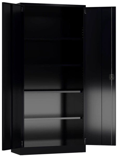 ClassiX Stahlschrank X-530359 tiefschwarz 4 Fachböden 92,0 x 50,0 x 194,5 cm, aufgebaut, 1 St.