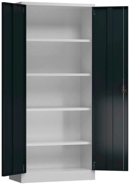 ClassiX Stahlschrank X-530338 anthrazit, lichtgrau 4 Fachböden 80,0 x 38,0 x 180,0 cm, aufgebaut, 1 St.