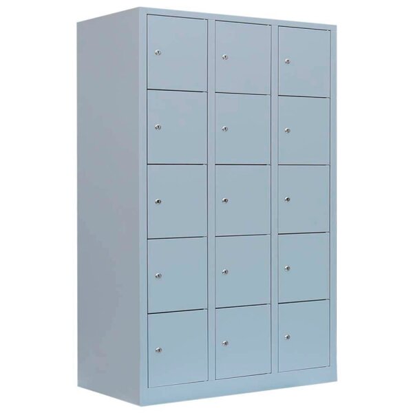 LÜLLMANN Schließfachschrank lichtgrau 523930, 15 Schließfächer 118,5 x 50,0 x 190,0 cm