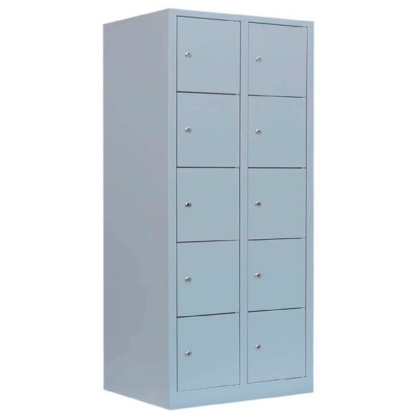 LÜLLMANN Schließfachschrank lichtgrau 523920, 10 Schließfächer 80,0 x 50,0 x 190,0 cm