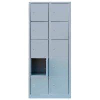 LÜLLMANN Schließfachschrank lichtgrau 523920, 10 Schließfächer 80,0 x 50,0 x 190,0 cm