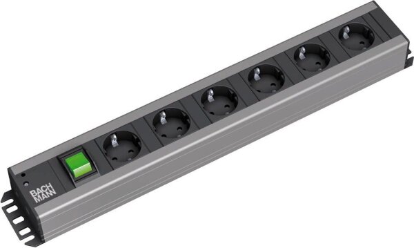 BACHMANN 6-fach Steckdosenleiste mit Schalter 2,0 m schwarz