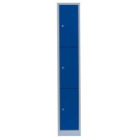 LÜLLMANN Schließfachschrank enzianblau, lichtgrau 520311, 3 Schließfächer 31,5 x 50,0 x 180,0 cm