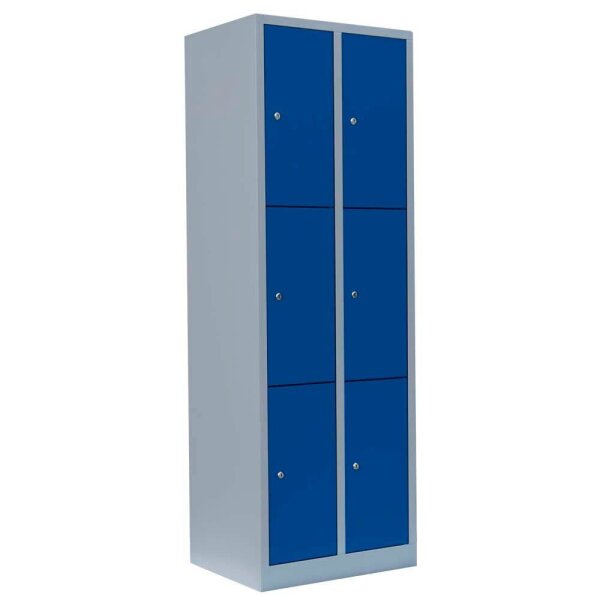 LÜLLMANN Schließfachschrank enzianblau, lichtgrau 520321, 6 Schließfächer 60,0 x 50,0 x 180,0 cm