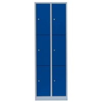 LÜLLMANN Schließfachschrank enzianblau, lichtgrau 520321, 6 Schließfächer 60,0 x 50,0 x 180,0 cm