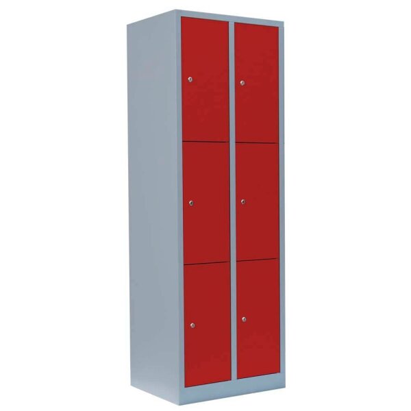LÜLLMANN Schließfachschrank feuerrot, lichtgrau 520324, 6 Schließfächer 60,0 x 50,0 x 180,0 cm