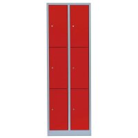 LÜLLMANN Schließfachschrank feuerrot, lichtgrau 520324, 6 Schließfächer 60,0 x 50,0 x 180,0 cm