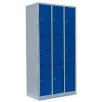 LÜLLMANN Schließfachschrank enzianblau, lichtgrau 520331, 9 Schließfächer 88,5 x 50,0 x 180,0 cm