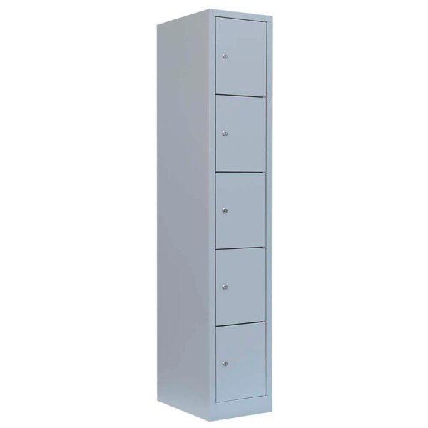 LÜLLMANN Schließfachschrank lichtgrau 520510, 5 Schließfächer 31,5 x 50,0 x 180,0 cm