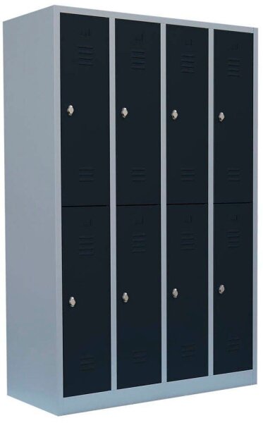 LÜLLMANN Spind anthrazit, lichtgrau 520248, 8 Schließfächer 117,0 x 50,0 x 180,0 cm