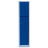 LÜLLMANN Schließfachschrank enzianblau, lichtgrau 523311, 3 Schließfächer 41,5 x 50,0 x 180,0 cm