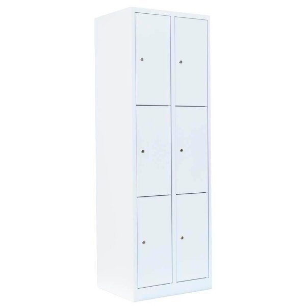 LÜLLMANN Schließfachschrank signalweiß 520327, 6 Schließfächer 60,0 x 50,0 x 180,0 cm