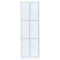 LÜLLMANN Schließfachschrank signalweiß 520327, 6 Schließfächer 60,0 x 50,0 x 180,0 cm