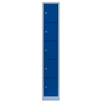 LÜLLMANN Schließfachschrank enzianblau, lichtgrau 520511, 5 Schließfächer 31,5 x 50,0 x 180,0 cm