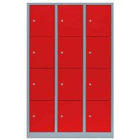 LÜLLMANN Schließfachschrank feuerrot, lichtgrau 523434, 12 Schließfächer 118,5 x 50,0 x 180,0 cm