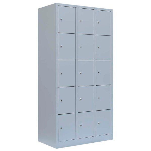 LÜLLMANN Schließfachschrank lichtgrau 520530, 15 Schließfächer 88,5 x 50,0 x 180,0 cm