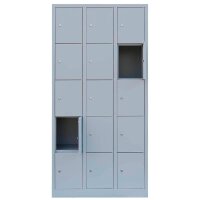 LÜLLMANN Schließfachschrank lichtgrau 520530, 15 Schließfächer 88,5 x 50,0 x 180,0 cm