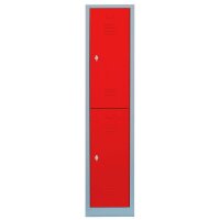 LÜLLMANN Spind feuerrot, lichtgrau 523214, 2 Schließfächer 41,5 x 50,0 x 180,0 cm