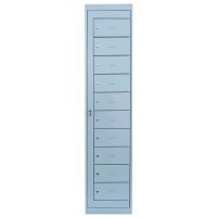 LÜLLMANN Schließfachschrank lichtgrau 526100, 10 Schließfächer 40,0 x 50,0 x 180,0 cm