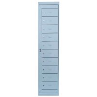 LÜLLMANN Schließfachschrank lichtgrau 526100, 10 Schließfächer 40,0 x 50,0 x 180,0 cm