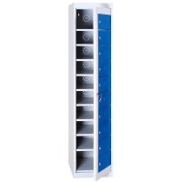 LÜLLMANN Schließfachschrank enzianblau, lichtgrau 526101, 10 Schließfächer 40,0 x 50,0 x 180,0 cm