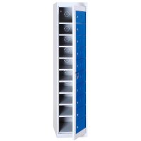 LÜLLMANN Schließfachschrank enzianblau, lichtgrau 526101, 10 Schließfächer 40,0 x 50,0 x 180,0 cm