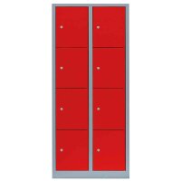 LÜLLMANN Schließfachschrank feuerrot, lichtgrau 523424, 8 Schließfächer 80,0 x 50,0 x 180,0 cm
