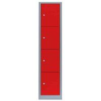 LÜLLMANN Schließfachschrank feuerrot, lichtgrau 523414, 4 Schließfächer 41,5 x 50,0 x 180,0 cm