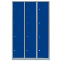 LÜLLMANN Schließfachschrank enzianblau, lichtgrau 523431, 12 Schließfächer 118,5 x 50,0 x 180,0 cm