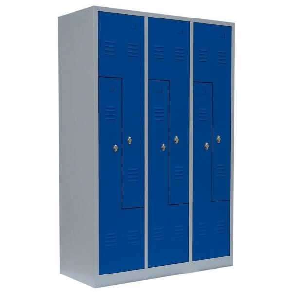LÜLLMANN Z-Spind enzianblau, lichtgrau 525121, 6 Schließfächer 118,5 x 50,0 x 180,0 cm