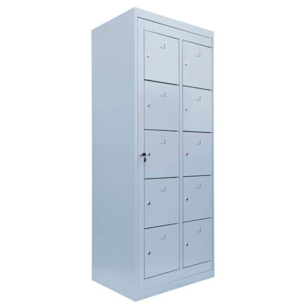 LÜLLMANN Schließfachschrank lichtgrau 526250, 10 Schließfächer 74,0 x 50,0 x 180,0 cm