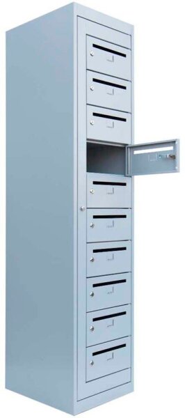 LÜLLMANN Schließfachschrank lichtgrau 526410, 10 Schließfächer 40,0 x 50,0 x 180,0 cm