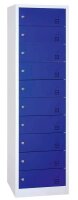LÜLLMANN Schließfachschrank mit Ladefunktion enzianblau, lichtgrau 526441, 10 Schließfächer 50,0 x 50,0 x 180,0 cm