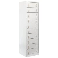 LÜLLMANN Schließfachschrank mit Ladefunktion lichtgrau 526440, 10 Schließfächer 50,0 x 50,0 x 180,0 cm